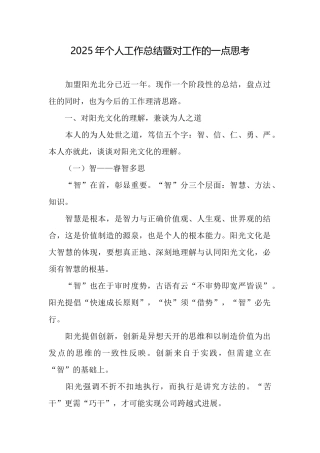 2025年个人工作总结暨对工作的一点思考