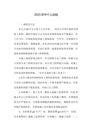 2025年中个人总结