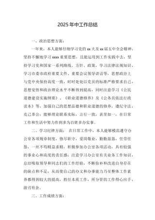 2025年中工作总结