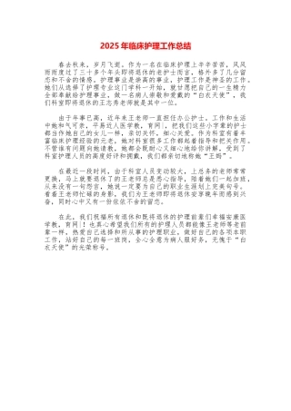 2025年临床护理工作总结