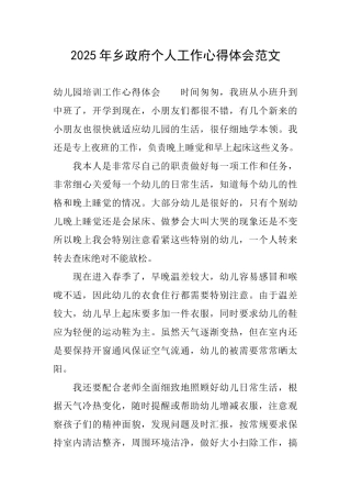 2025年乡政府个人工作心得体会范文