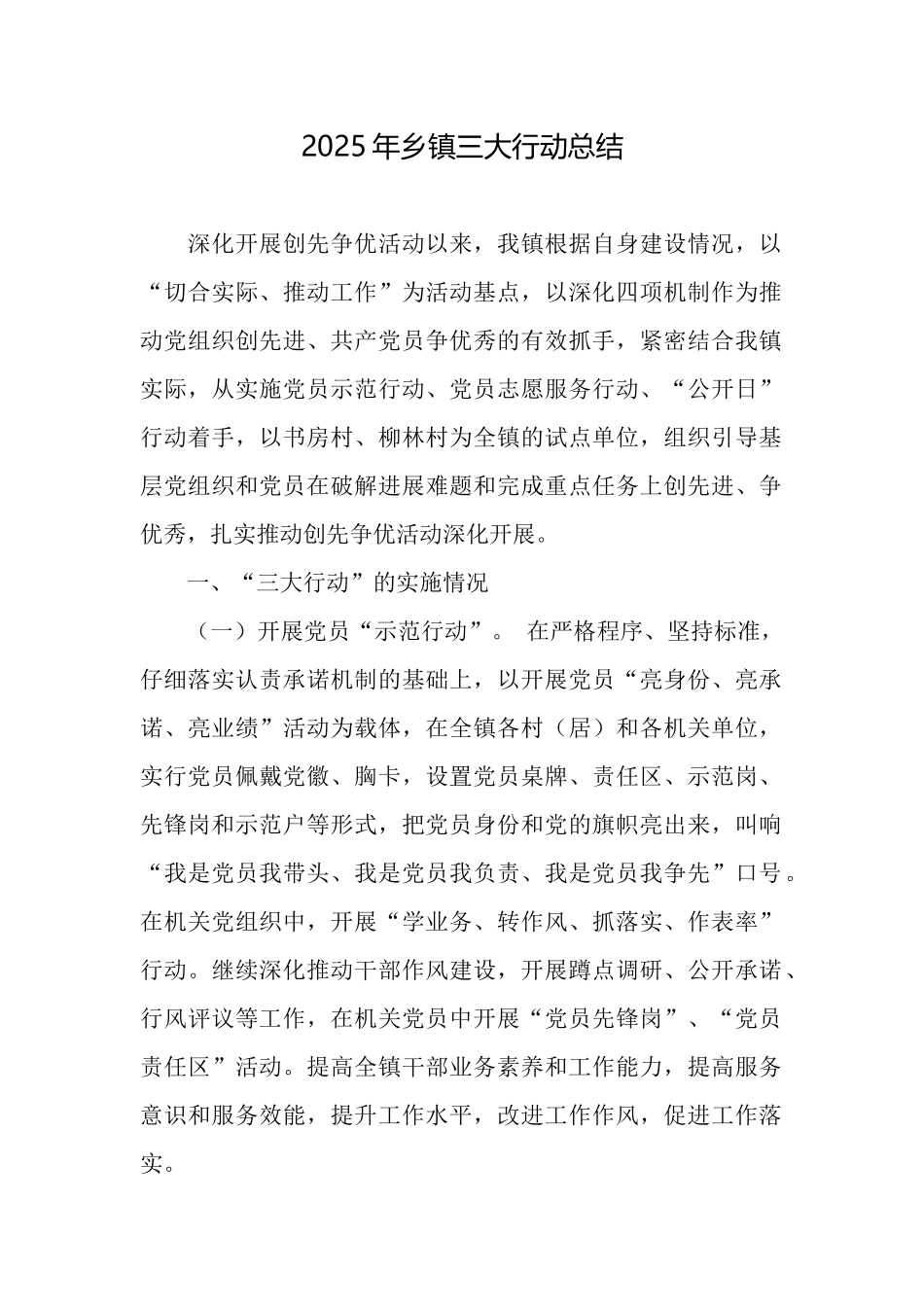 2025年乡镇三大行动总结_第1页