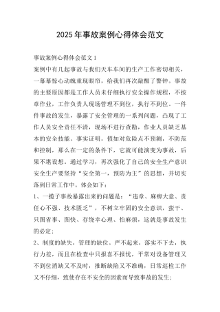 2025年事故案例心得体会范文