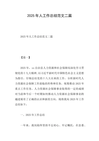 2025年人工作总结范文二篇
