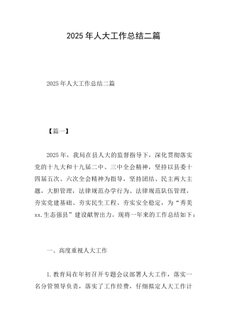 2025年人大工作总结二篇0