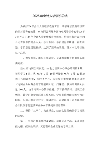 2025年会计人培训班总结