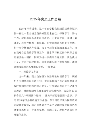 2025年党员工作总结