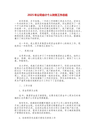 2025年公司会计个人财务工作总结