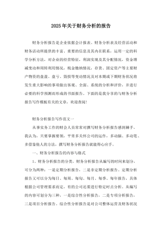 2025年关于财务分析的报告