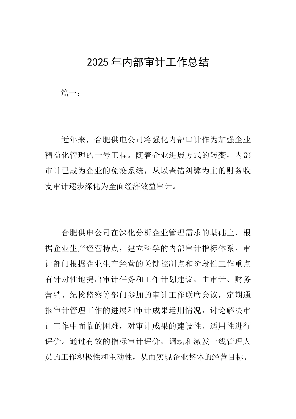 2025年内部审计工作总结_第1页