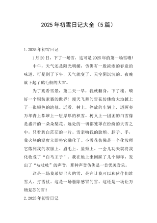 2025年初雪日记大全