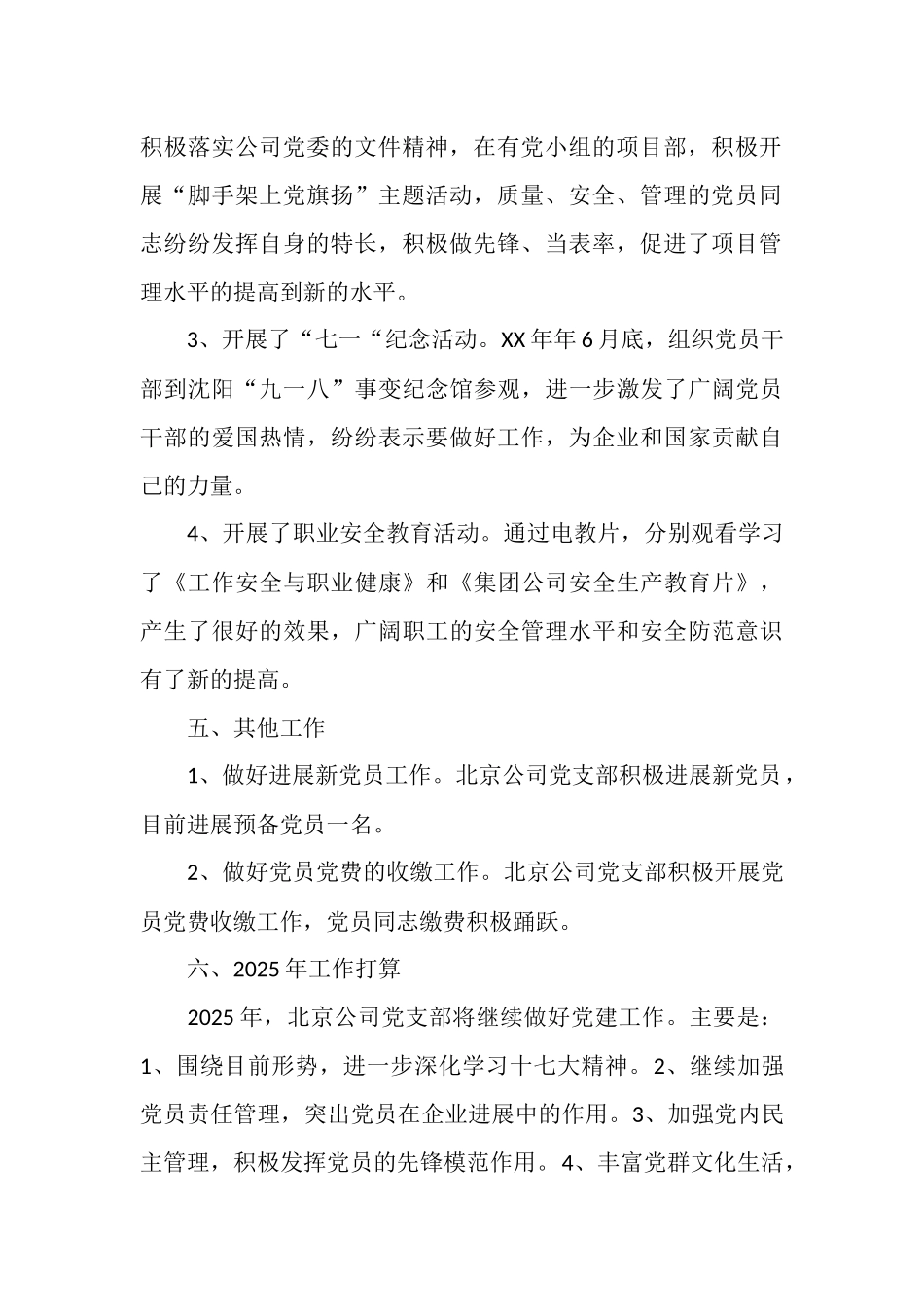 2025年北京公司党支部工作总结_第3页