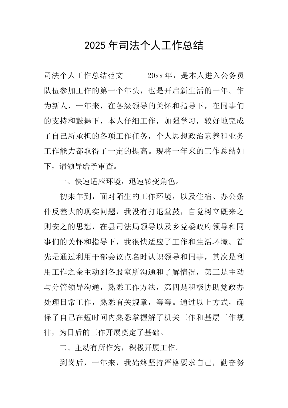 2025年司法个人工作总结_第1页