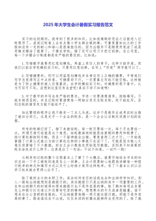 2025年大学生会计暑假实习报告范文