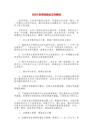 2025年学校安全工作要点