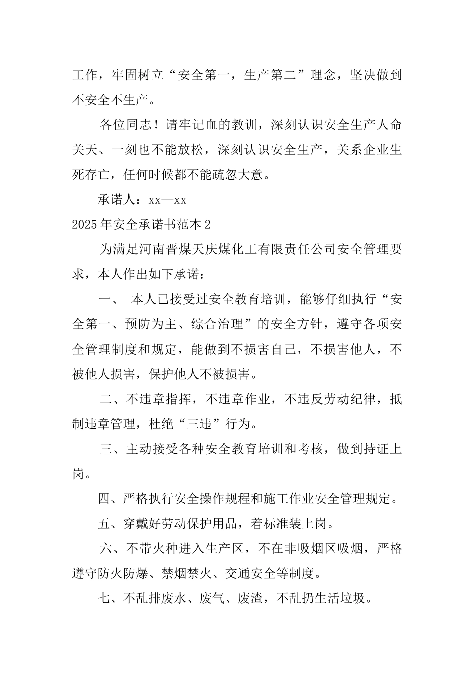 2025年安全承诺书范本_第2页