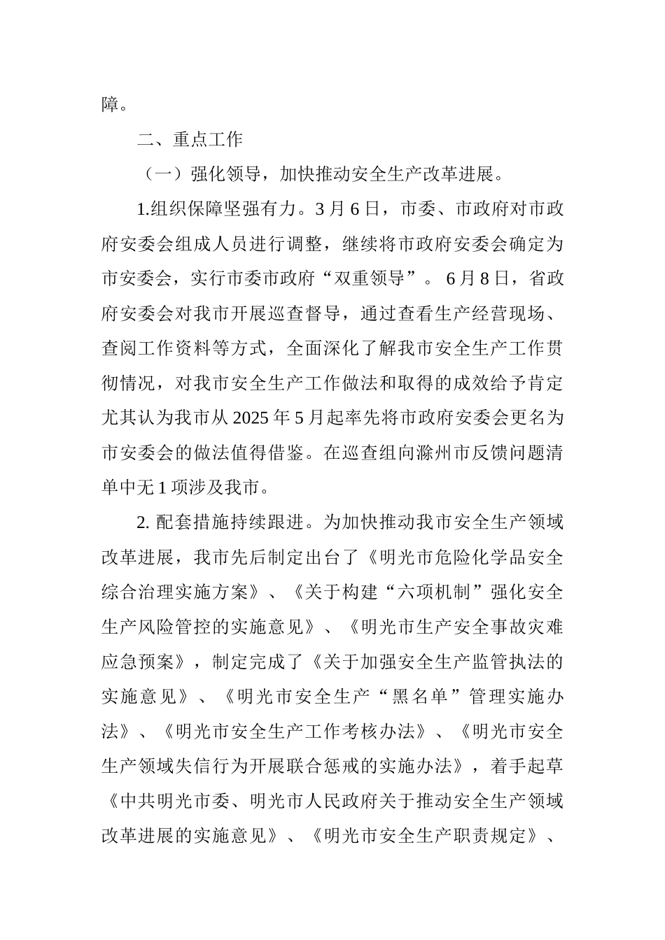 2025年安全生产工作总结及2025年重点工作安排_第2页