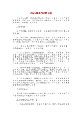 2025年工作计划5篇