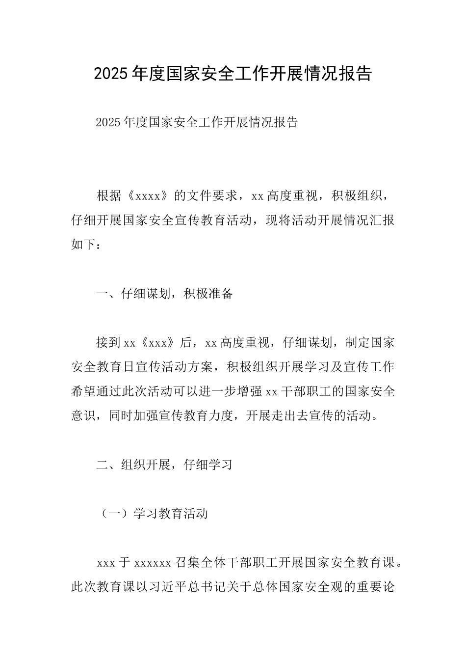 2025年度国家安全工作开展情况报告_第1页