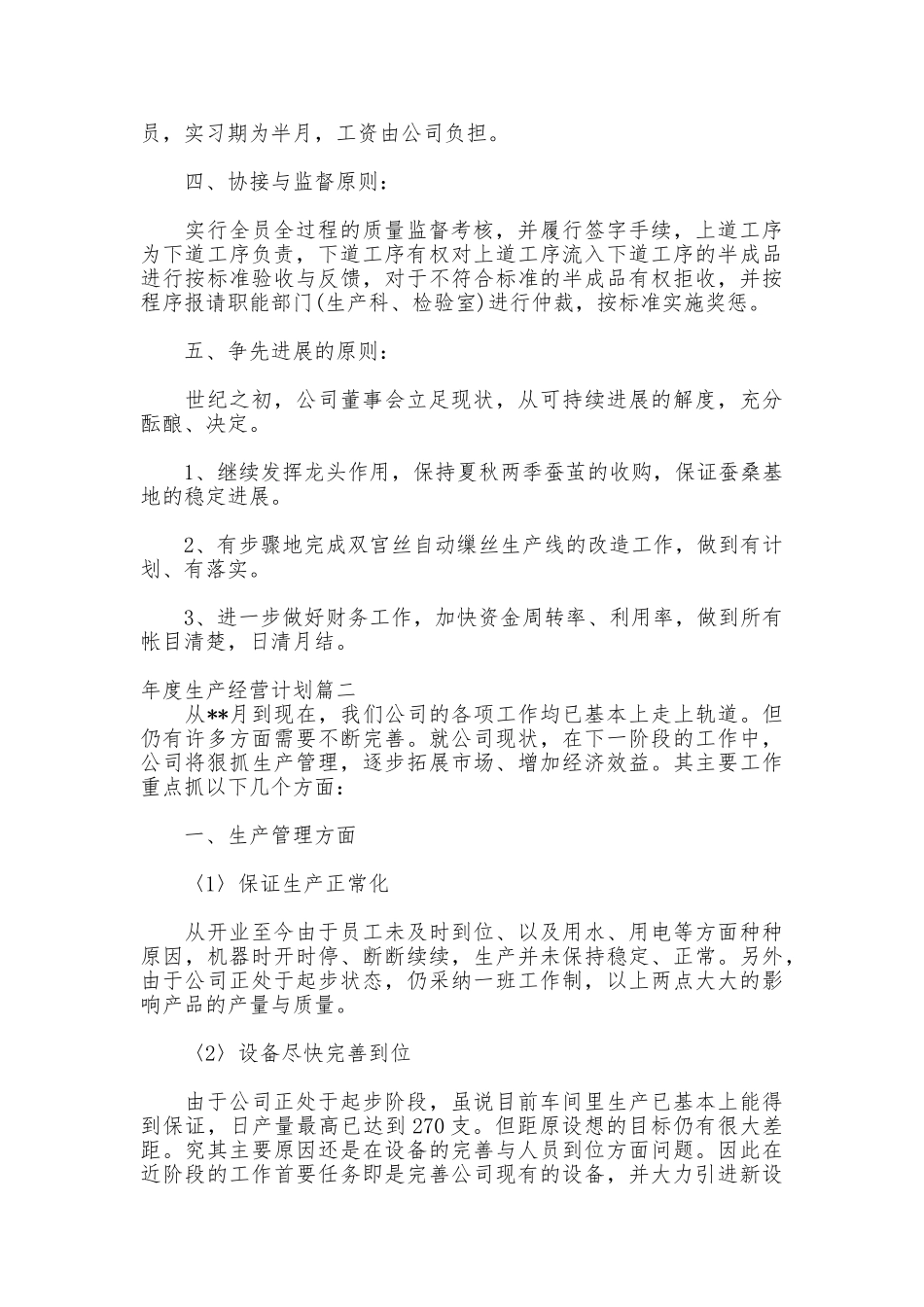 2025年度生产经营计划书_第2页