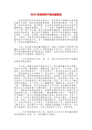 2025年度领导干部述廉报告