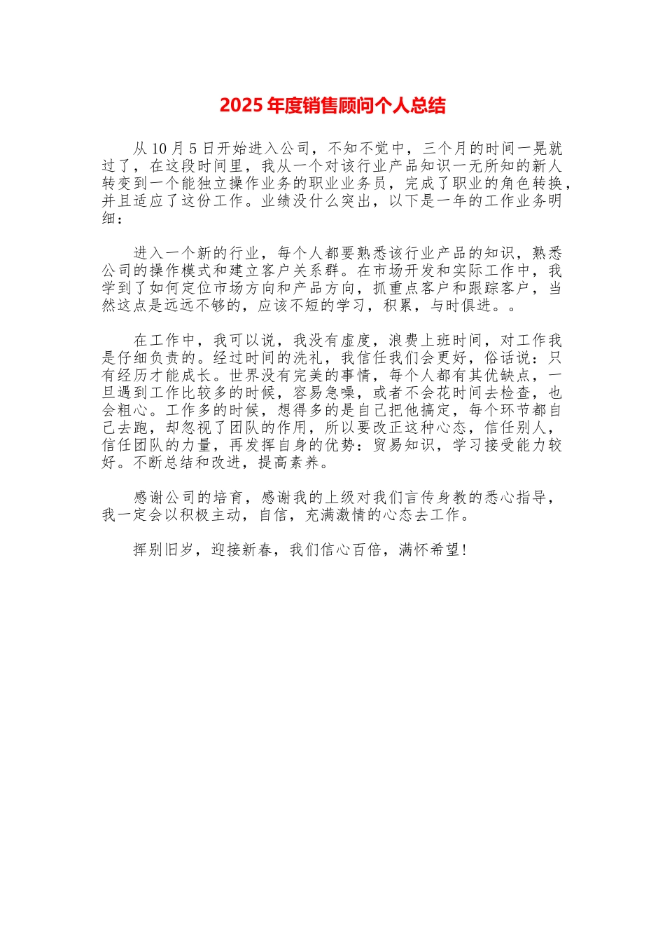 2025年度销售顾问个人总结_第1页