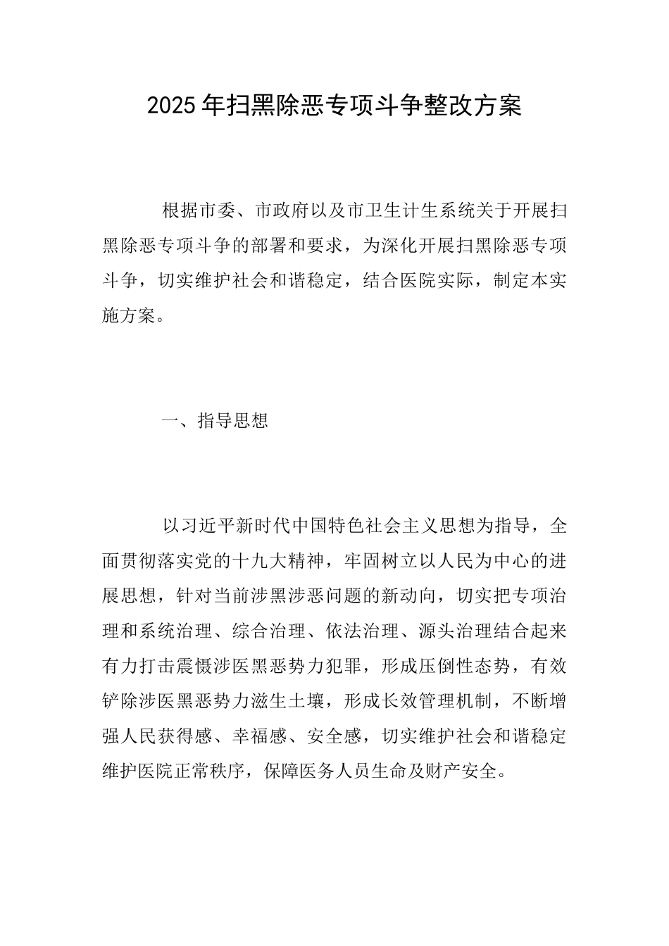 2025年扫黑除恶专项斗争整改方案_第1页