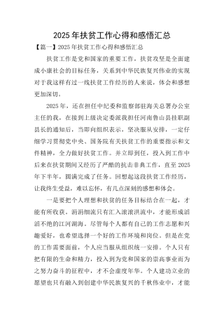 2025年扶贫工作心得和感悟汇总