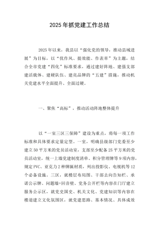2025年抓党建工作总结