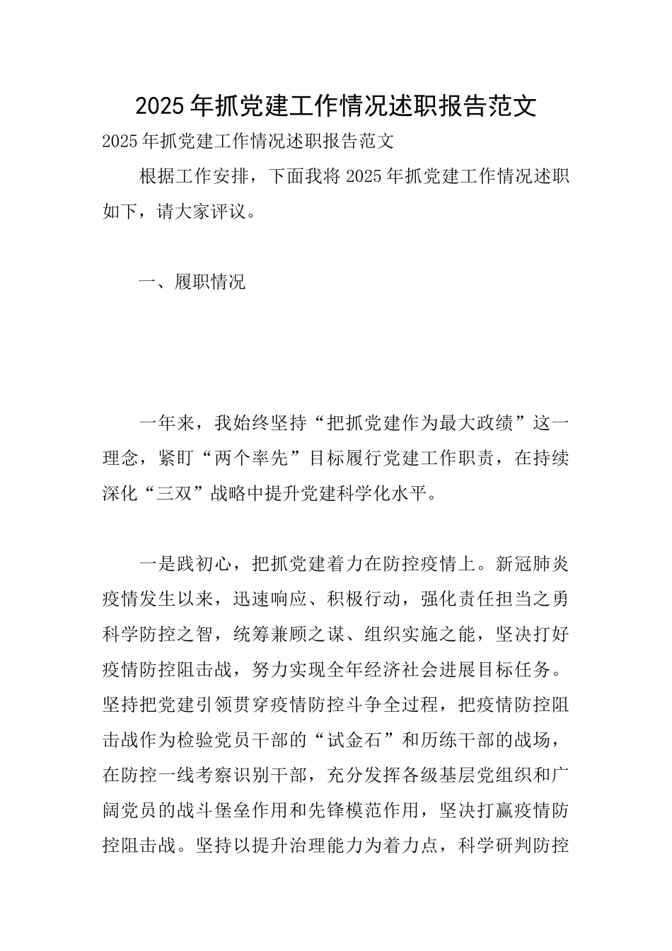 2025年抓党建工作情况述职报告范文_第1页