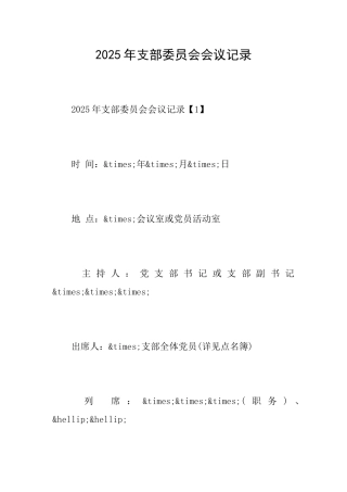 2025年支部委员会会议记录