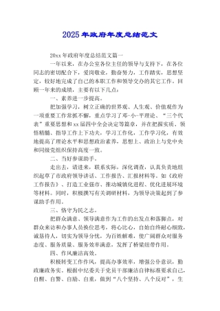 2025年政府年度总结范文