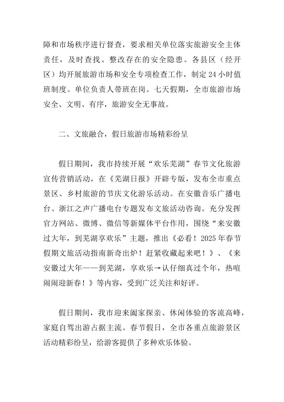 2025年春节黄金周旅游工作总结四篇_第3页