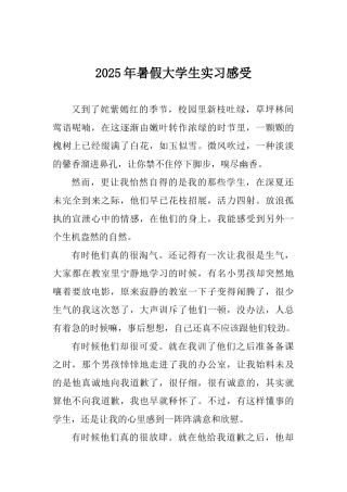 2025年暑假大学生实习感受