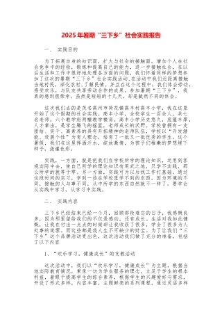2025年暑期“三下乡”社会实践报告