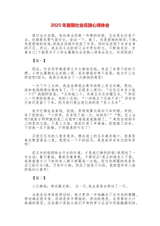 2025年暑期社会实践心得体会