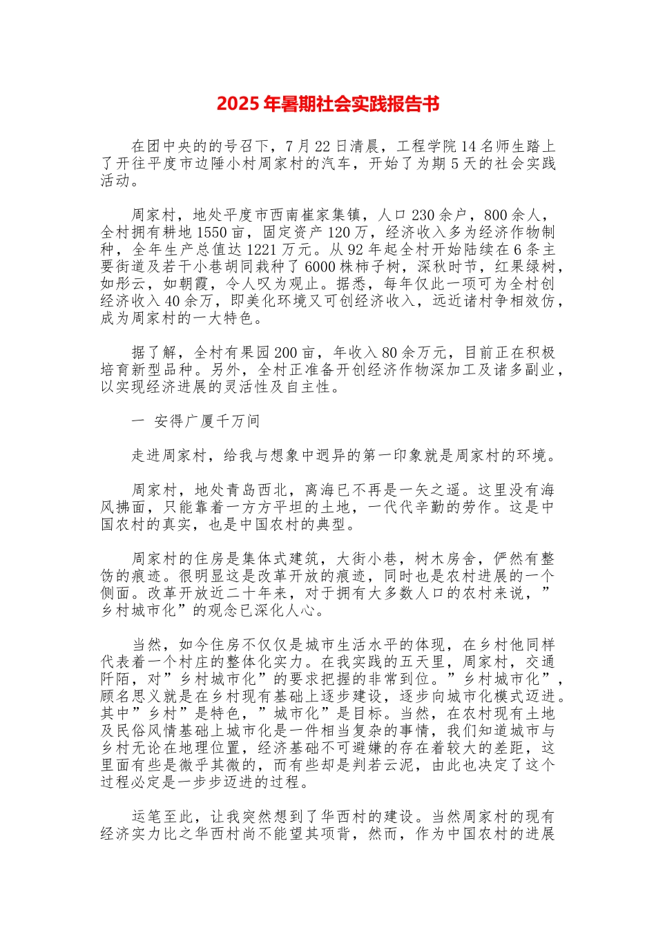 2025年暑期社会实践报告书_第1页