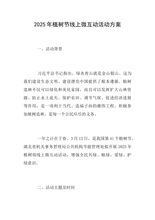 2025年植树节线上微互动活动方案