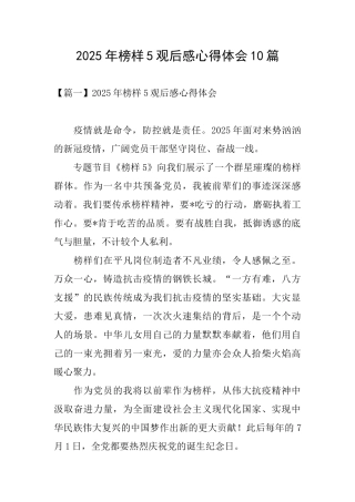 2025年榜样5观后感心得体会10篇