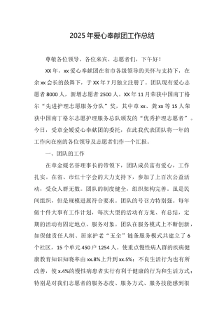 2025年爱心奉献团工作总结