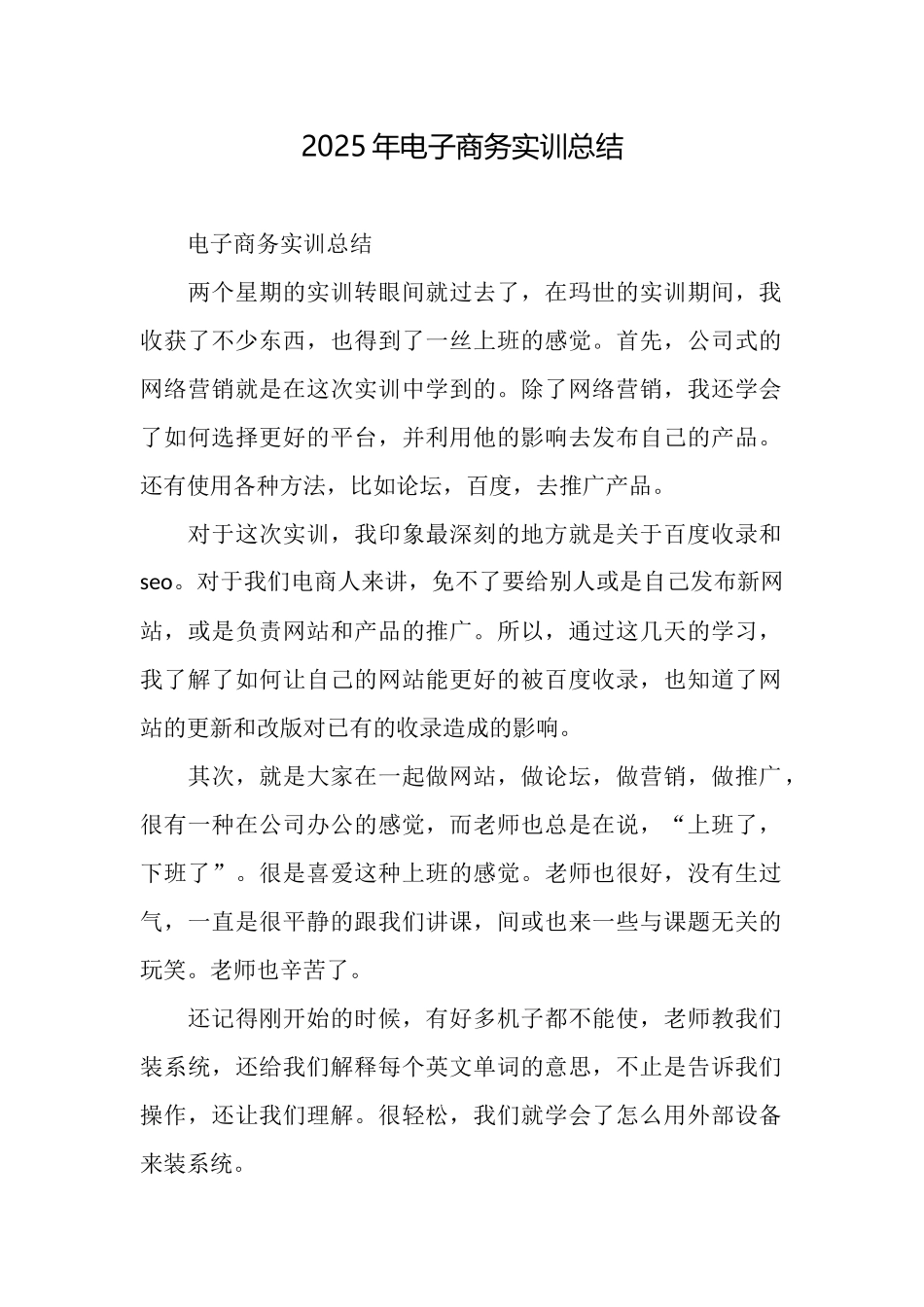 2025年电子商务实训总结_第1页