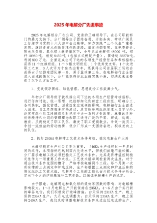 2025年电解分厂先进事迹