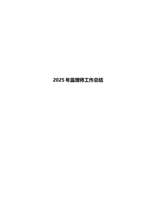 2025年监理师工作总结