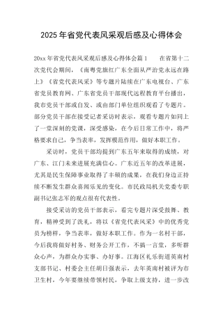 2025年省党代表风采观后感及心得体会