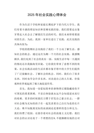 2025年社会实践心得体会