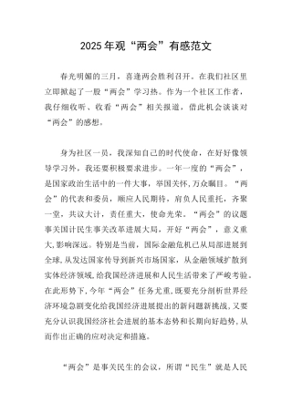 2025年观“两会”有感范文