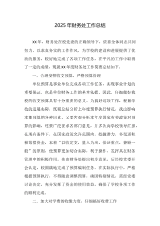 2025年财务处工作总结