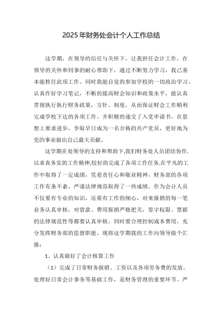 2025年财务处会计个人工作总结
