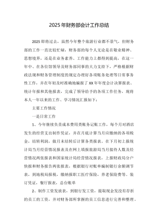 2025年财务部会计工作总结