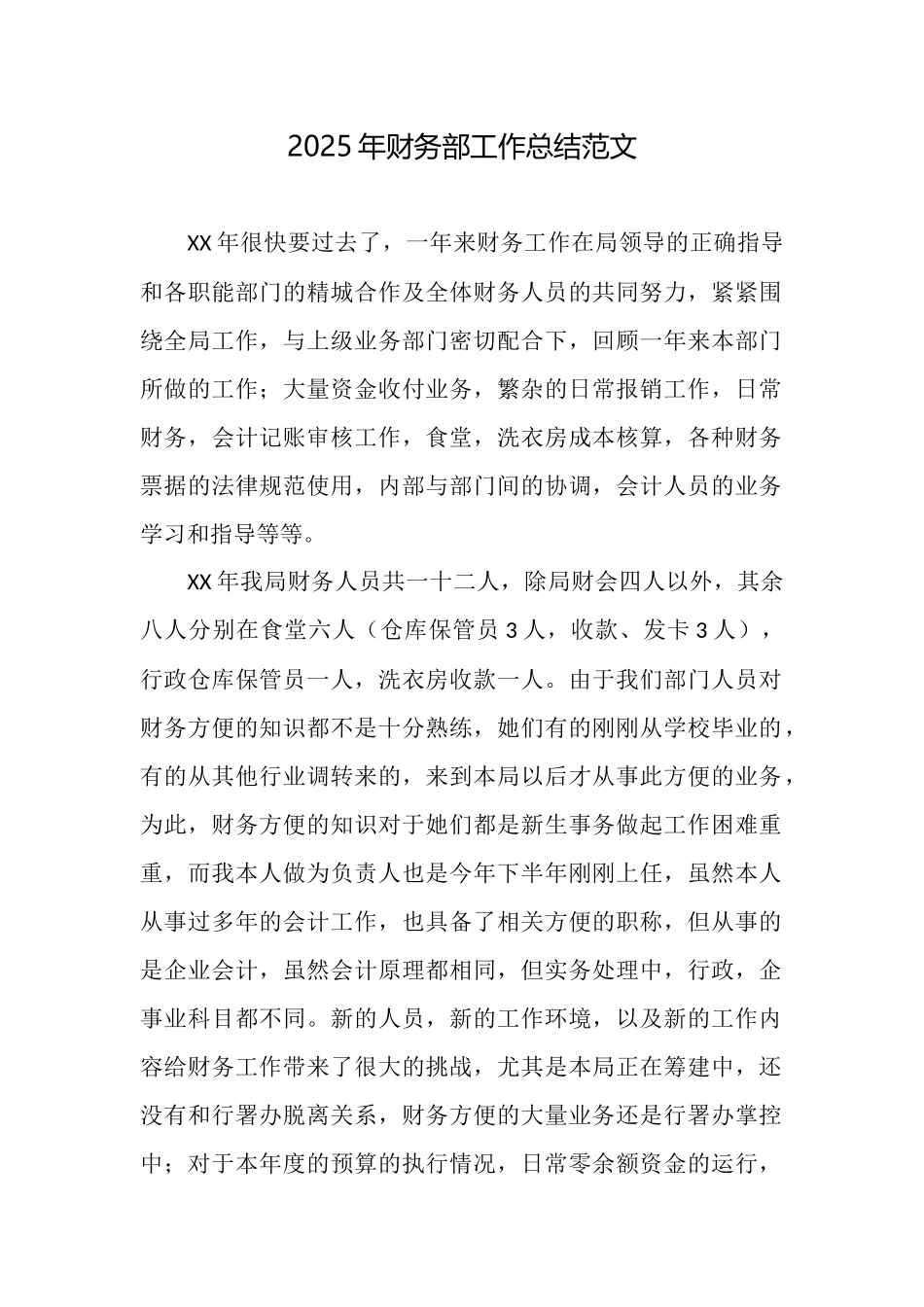 2025年财务部工作总结范文_第1页